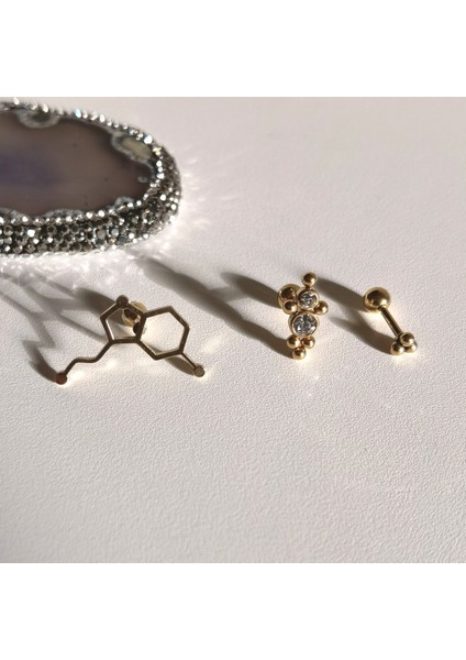 Cerrahi Çelik Gold Seratonin Piercing Set - 3 Adet fiyatları