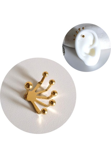 Cerrahi Çelik Gold Beş Top Çelik Kıkırdak Piercing 6 mm