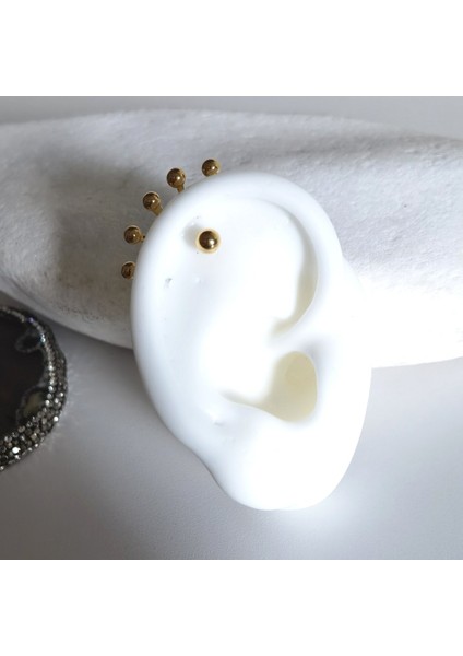 Cerrahi Çelik Gold Beş Top Çelik Kıkırdak Piercing 6 mm modelleri