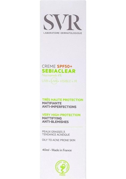 Sebiaclear SPF50 Güneş Kremi 40ML