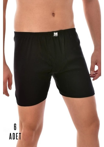 6'lı Paket 0111 Ribana Erkek Boxer Paçalı Arjantin Siyah