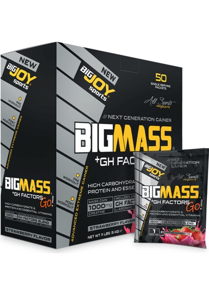 Bigjoy Bigmassgo Gh Factors 5000 Gr 50 Paket Mass Gainer Çilekli Karbonhidrat Tozu