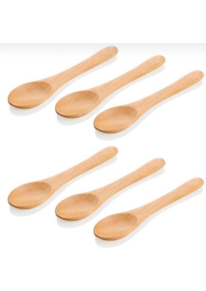13 cm Mini Ahşap Kaşık 6'lı Ahşap Mini Ölçek Şekerlik Bal Kaşığı Baharat Kaşığı