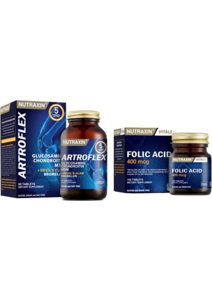 Folik Asit 400 Mcg 100 Tablet + Glukozamin Serisi Artroflex 90 Tablet