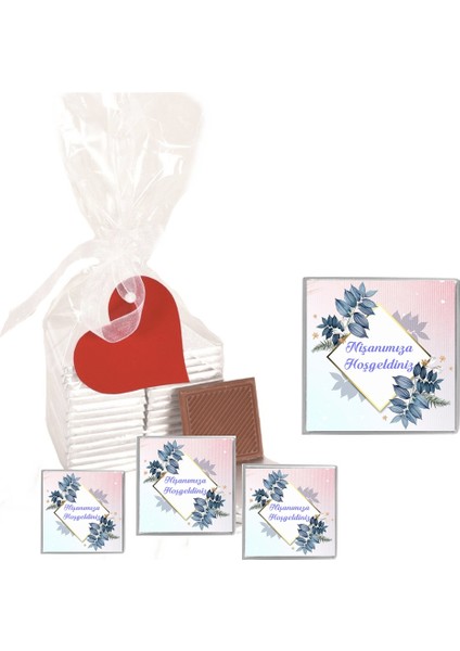 Madlen Çikolata Nişanımıza Hoşgeldiniz Agrand Marka 25 Adet Jelatin Poşette Kurdelalı Kalp Etiketli