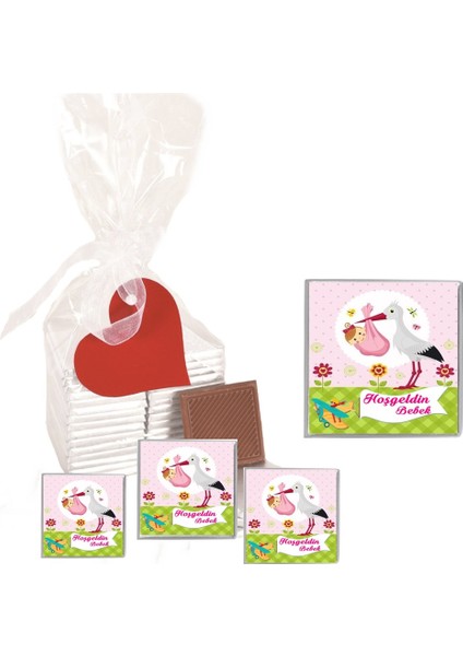 Madlen Çikolata Hoşgeldin Bebek Agrand Marka 35 Adet Jelatin Poşetli Kalpli Etiketli
