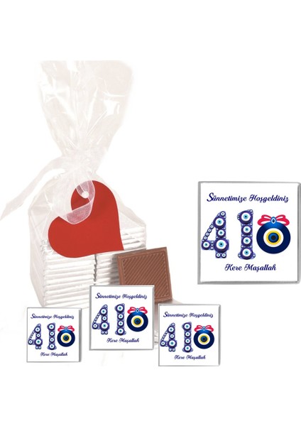 Madlen Çikolata Sünnetimize Hoşgeldiniz Agrand Marka 70 Adet Jelatin Poşetli Kalpli Etiketli