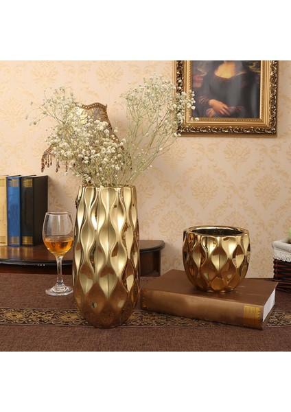 Seramik Petek Yüzey Çiçek Vazo Ekici Tencere Çiçek Salon Accent 11X28 cm 13.5X14.5 cm