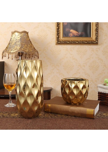 Seramik Petek Yüzey Çiçek Vazo Ekici Tencere Çiçek Salon Accent 11X28 cm 13.5X14.5 cm