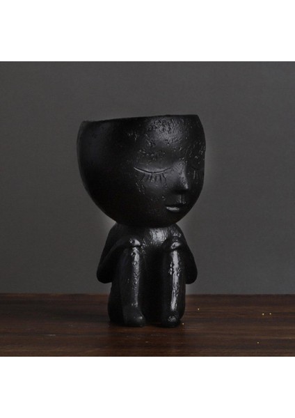 Saksı Reçine Etli Kafa Yüz Sanat Vazo Ekici Diz Siyah fiyatları