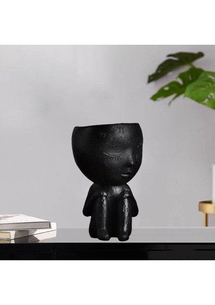 Saksı Reçine Etli Kafa Yüz Sanat Vazo Ekici Diz Siyah fırsatları