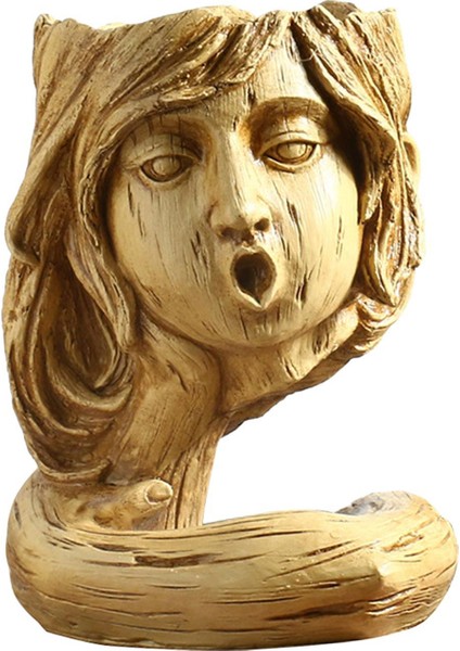 Insan Kafası Reçine Vazo Kurutulmuş Çiçek Bitkileri Pot Çiçek Kadın 15X24 cm