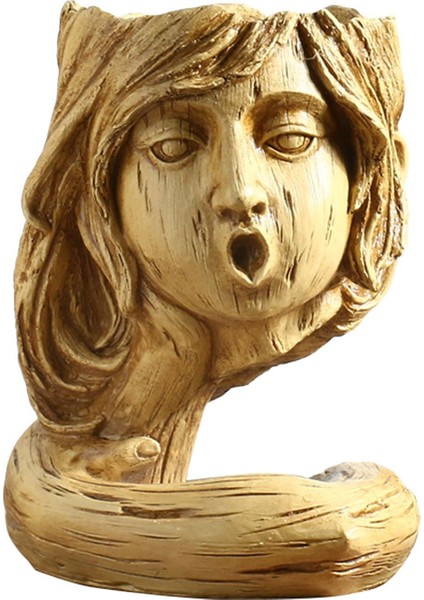 Insan Kafası Reçine Vazo Kurutulmuş Çiçek Bitkileri Pot Çiçek Kadın 15X24 cm fiyatları