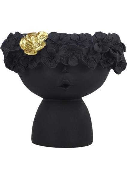 Kız Kafa Vazo Ev Saksı Vazolar Nordic Modern Siyah