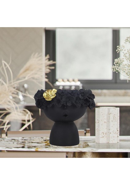 Kız Kafa Vazo Ev Saksı Vazolar Nordic Modern Siyah indirimleri