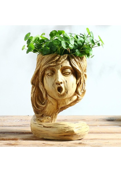 Insan Kafası Reçine Vazo Kurutulmuş Çiçek Bitkileri Pot Çiçek Kadın 15X24 cm fırsatları