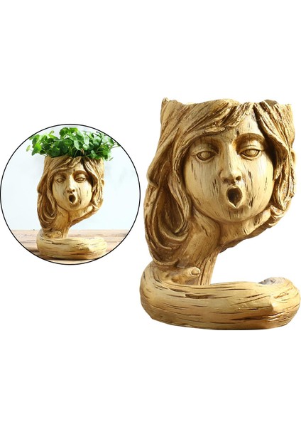 Insan Kafası Reçine Vazo Kurutulmuş Çiçek Bitkileri Pot Çiçek Kadın 15X24 cm indirimleri