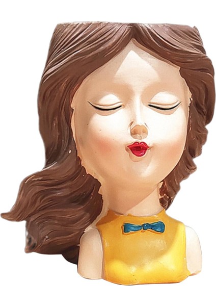 F Fityle Kadın Kafa Saksı Insan Portre Etli Etli Bonsai Ekici Ekor D