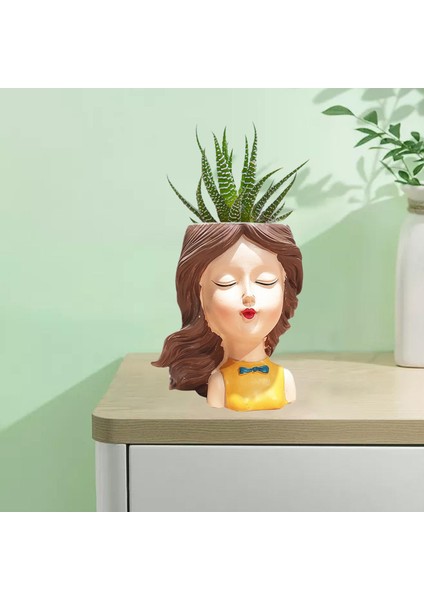 F Fityle Kadın Kafa Saksı Insan Portre Etli Etli Bonsai Ekici Ekor D fırsatları