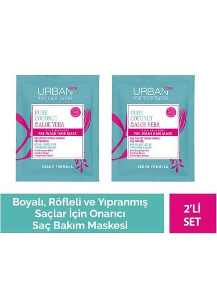 Urban Care Pure Coconut & Aloe Vera Pre Hair Mask 2'Li Set