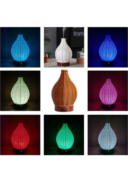 Yatak Odası Yurt Kahverengi Için Işık Ile 100 ml Rattan Nemlendirici Hava Temizleyici