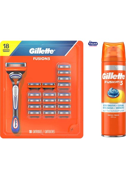 Fusion 16'Lı Yedek Tıraş Bıçağı Yeni Karton Paket + Fusion Tıraş Jeli 200ml