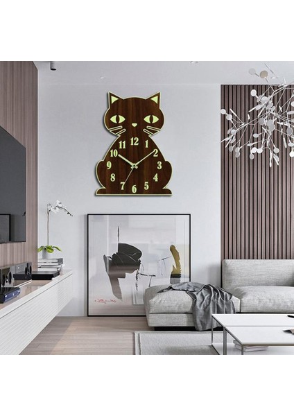 Aydınlık Duvar Saati Sessiz Git Olmayan Kedi Saati Pil Yatak Odası Için Kumandalı