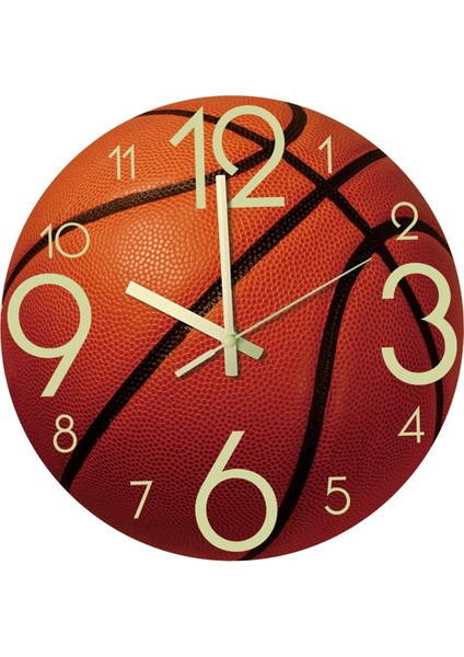 F Fityle 30cm Basketbol Topu Görünümlü Duvar Saati - Turuncu (Yurt Dışından)