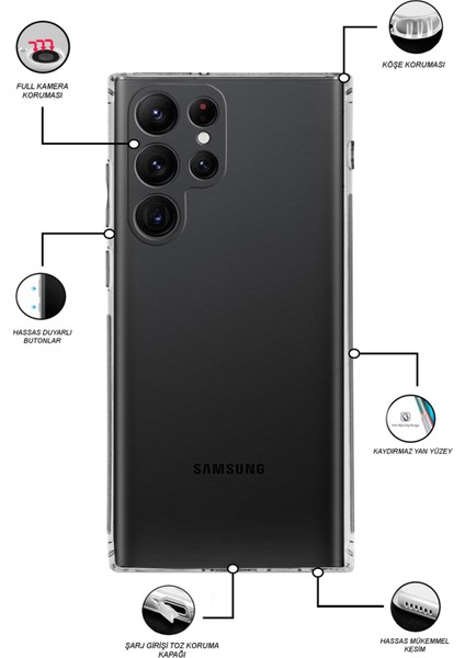 Samsung Galaxy S22 Ultra Tıpalı Kamera Korumalı Şeffaf Premier Kılıf fiyatları
