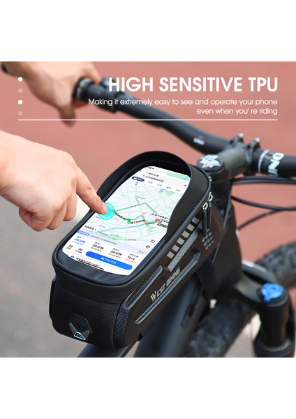 Batı Bisiklet YP0707273 Bisiklet Üst Tüp Çerçeve Çanta Su Geçirmez Dağ Bisikleti Dokunmatik Ekran Telefon Çantası (Yurt Dışından) fiyatları