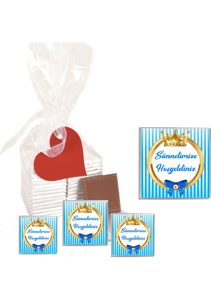 Madlen Çikolata Sünnetimize Hoşgeldiniz Agrand Marka 70 Adet Jelatin Poşetli Kalpli Etiketli