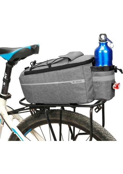 B-Soul 10L Bisiklet Mtb Bisiklet Su Geçirmez Yalıtım Çantası Arka Raf Kuyruk Pannier Paketi Bisiklet Şişe Tutucu Saklama Çantası - Gri (Yurt Dışından)