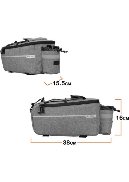 B-Soul 10L Bisiklet Mtb Bisiklet Su Geçirmez Yalıtım Çantası Arka Raf Kuyruk Pannier Paketi Bisiklet Şişe Tutucu Saklama Çantası - Gri (Yurt Dışından)