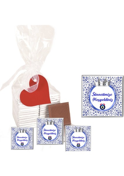 Madlen Çikolata Sünnetimize Hoşgeldiniz Agrand Marka 70 Adet Jelatin Poşetli Kalpli Etiketli