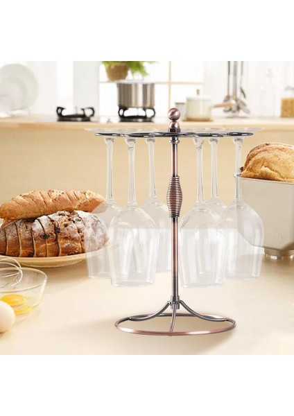 F Fityle 6 Kanca Ile Yaratıcı Şarap Cam Raf Mutfak Bar Için Freestanding
