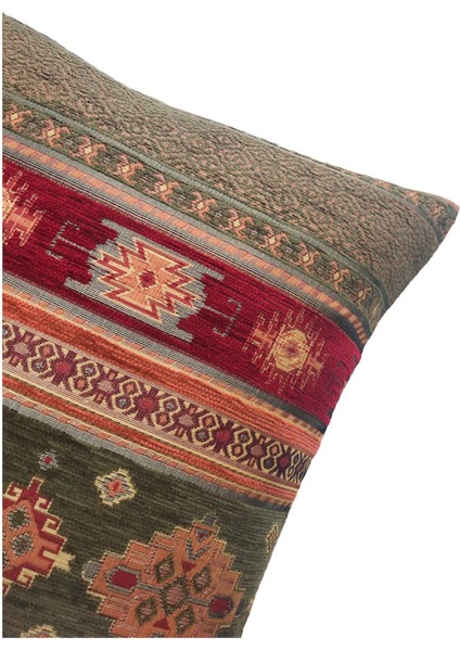 Kilim Desenli Koyu Yeşil Kırlent Kılıfı 45CM*45CM