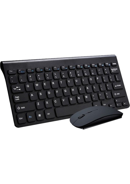 Ingilizce Mini Slim 2.4 Ghz Kablosuz Klavye Mouse Set Klavye - Siyah