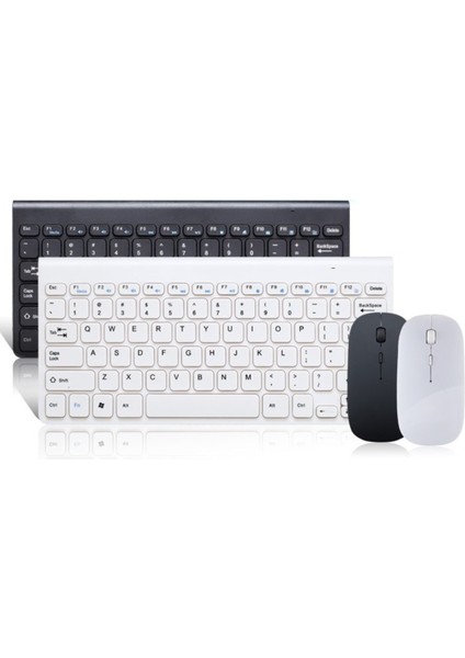 Ingilizce Mini Slim 2.4 Ghz Kablosuz Klavye Mouse Set Klavye - Beyaz