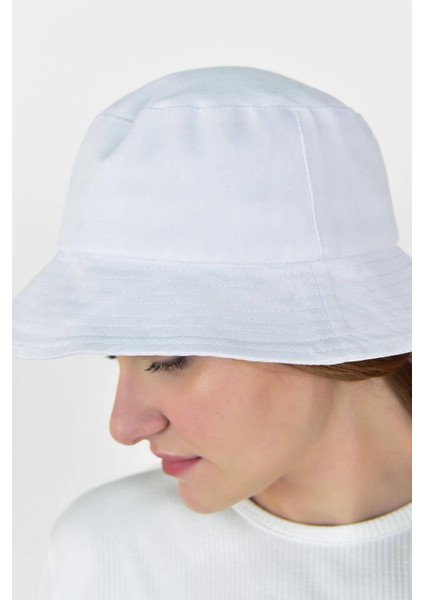 Düz Beyaz Kova Şapka Balıkçı Şapka Bucket Hat