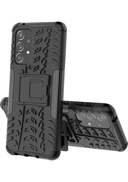 Samsung Galaxy A33 5g Için Hibrit Shockproof Çift Katmanlı Standlılı Korumalı Kılıf Kapaklı Siyah (Yurt Dışından)