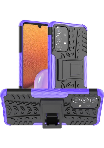 Samsung Galaxy A33 5g Için Hibrit Shockproof Çift Katmanlı Standlılı Korumalı Kılıf Kapaklı Mor (Yurt Dışından)