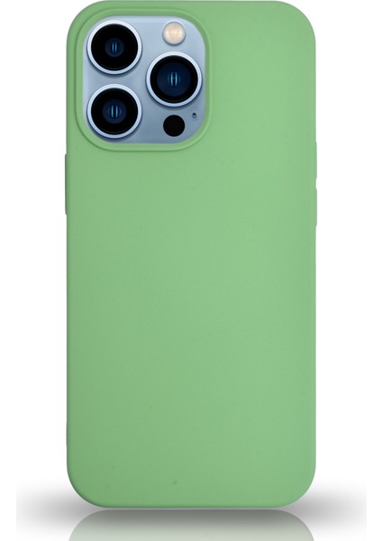 Apple iPhone 13 Pro Max Silikon Kılıf Altı Kapalı Içi Kadife Lansman Arka Kapak - Yeşil