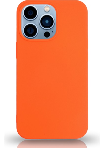 Apple iPhone 13 Pro Max Silikon Kılıf Altı Kapalı Içi Kadife Lansman Arka Kapak - Turuncu