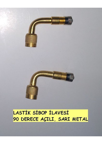 Lastik Sibop Ilavesi 90 Derece Açılı Sarı Metalden, Kıvrımdan Sonra 4cm Boyu