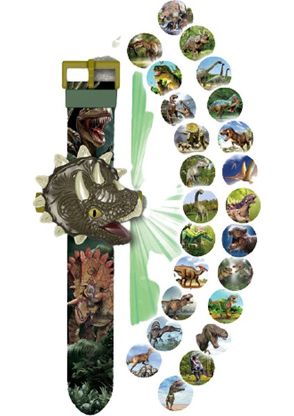 Karikatür Izle Dinozor Projeksiyon Çocuk Izle 3D Elektronik Saatler