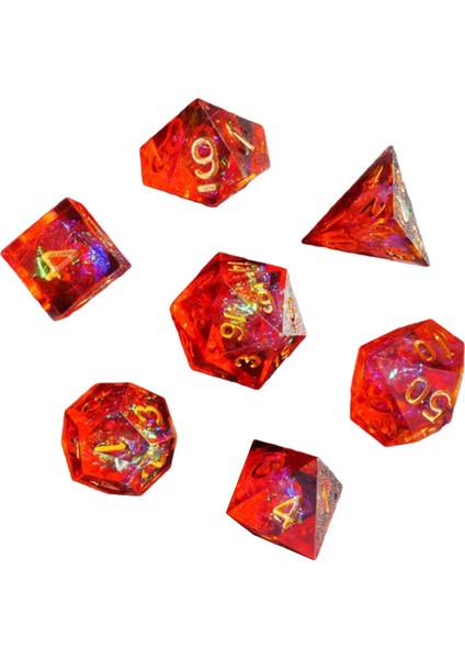7 Pack Çok Taraflı Polyhedral Zar Rol Oynama Oyunları Masa Oyunu Oyuncak Mtg Kırmızı(Yurt Dışından)