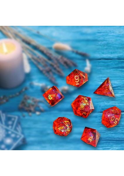 7 Pack Çok Taraflı Polyhedral Zar Rol Oynama Oyunları Masa Oyunu Oyuncak Mtg Kırmızı(Yurt Dışından)