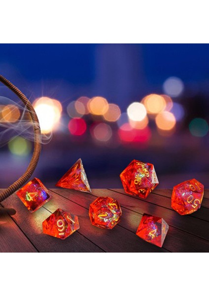 7 Pack Çok Taraflı Polyhedral Zar Rol Oynama Oyunları Masa Oyunu Oyuncak Mtg Kırmızı(Yurt Dışından)