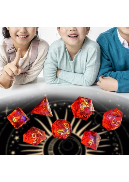 7 Pack Çok Taraflı Polyhedral Zar Rol Oynama Oyunları Masa Oyunu Oyuncak Mtg Kırmızı(Yurt Dışından)
