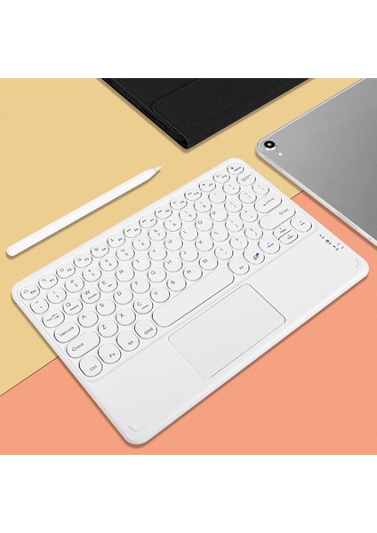 Kablosuz Q Klavye Taşınabilir Bilgisayar Tablet Telefon Akıllı Tv Bluetooth Beyaz